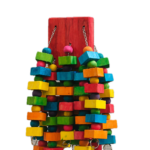 Colourful chew toy madeup of pine blocks with steel chain-CT20