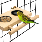 Natural Wooden Bird Feeding Platform with 100 ml Bowls & Perch – WP01