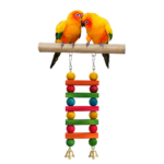 Wooden Bird Perch with Colourful Hanging Ladder – WL09